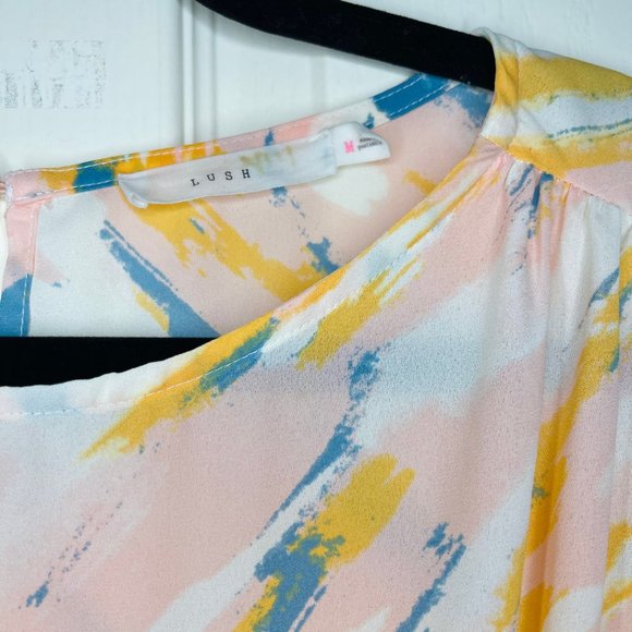 Lush Flutter Sleeve Ruffle Abstract Dress M - Picture 8 of 12